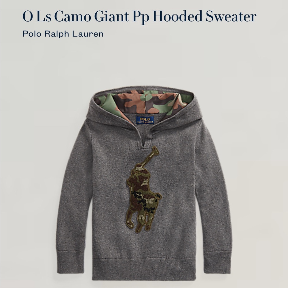 Toddler Ralph Lauren Gray Camo Hooded Sweater polo